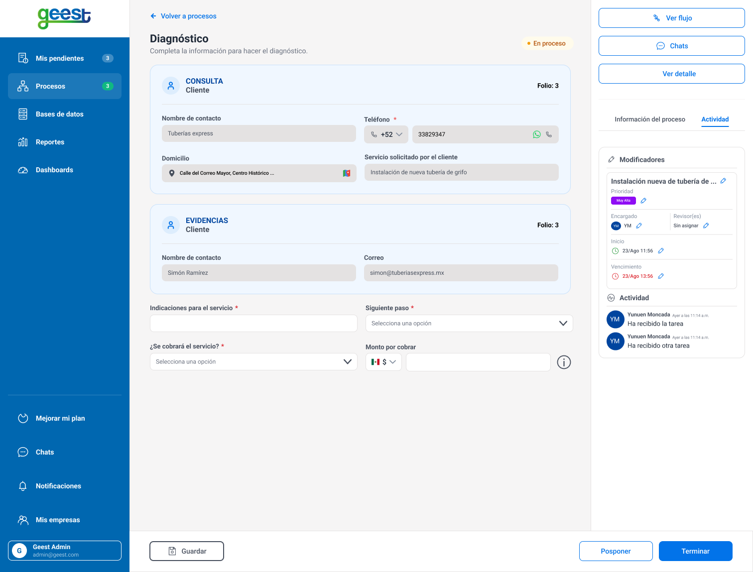 Etapa de diagnóstico dentro del proceso de GEEST